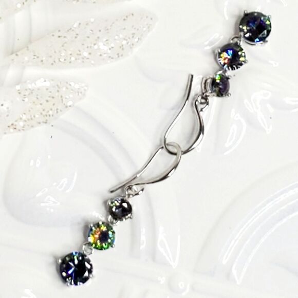 Rainbow Mystic Topaz Drop Dangle Earrings on 925 Sterling Silver - Picture 6 of 7